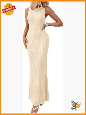 Casual Maxi Dress Bodycon Ribbed Knit Sleeveless Summer Going Out Beach Vacation